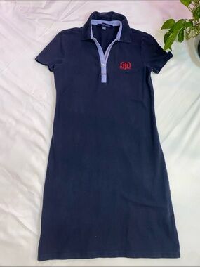Vintage Tommy Hilfiger Navy Polo Shirt Dress with Red Crest-Size XS